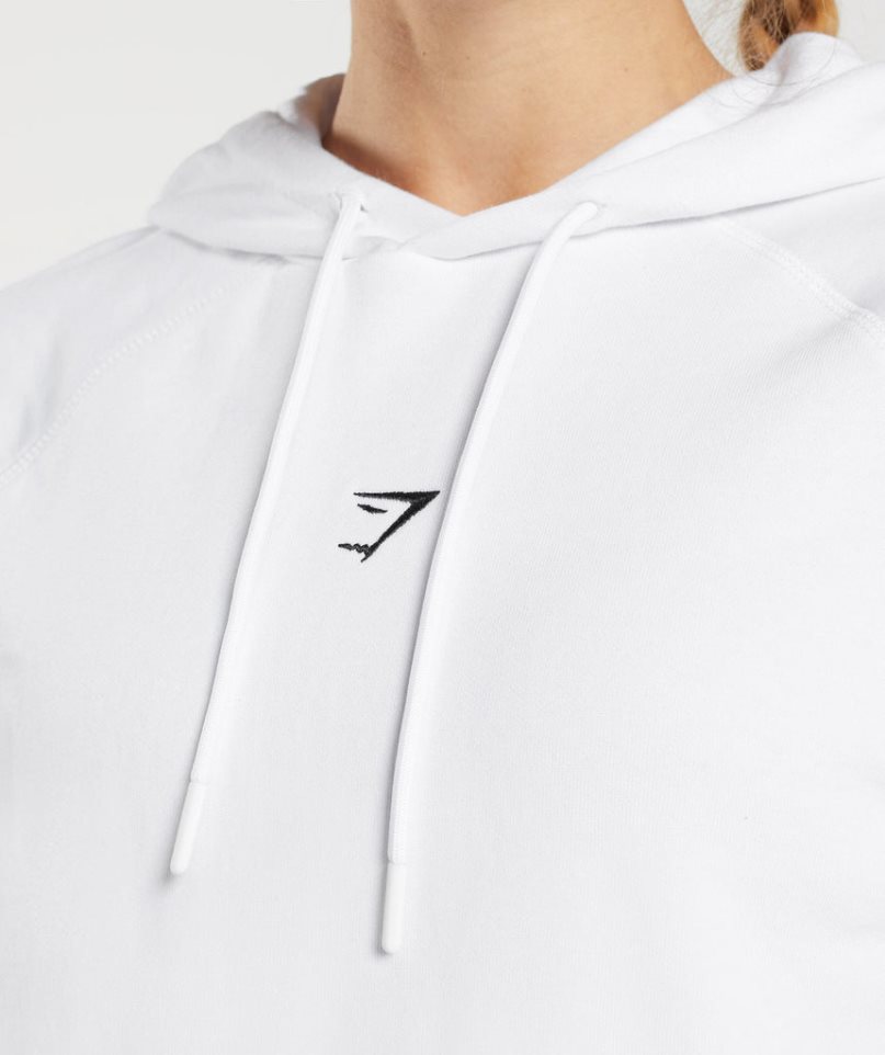 Women's Gymshark Training Cropped Hoodie White | CA A5DN63